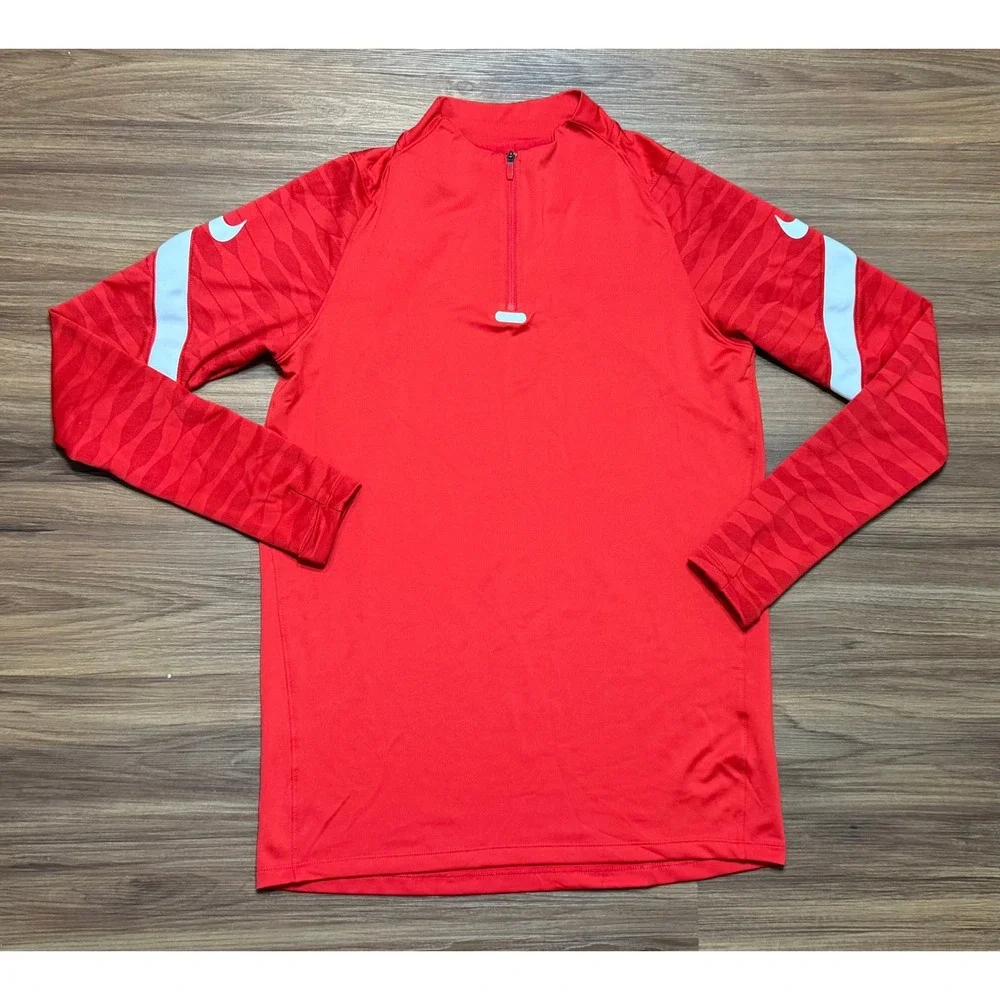 Nike Dri-FIT Strike 21 Soccer Drill Top Red Quarter Zip Training Pullover Sz M